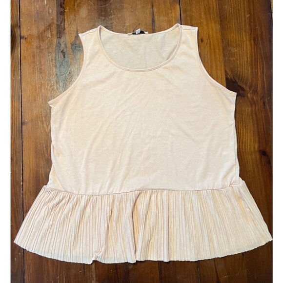 Rose & Olive women's pink sleeveless top size Large, pleated hem - Picture 1 of 8